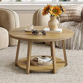Tribesigns 80cm Runder Couchtisch mit Stauraum,