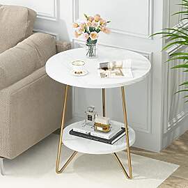Tribesigns Beistelltisch rund, Couchtisch mit 2