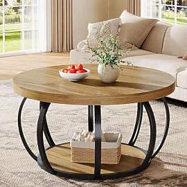 Tribesigns Runde Couchtisch, Industrial