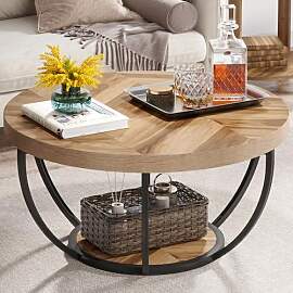 Tribesigns Runde Couchtisch, Industrial