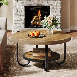 Tribesigns Runder Couchtisch, Industrial