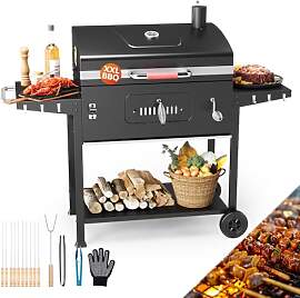TRIUMPHKEY Grillwagen Smoker Holzkohlegrill XXL,