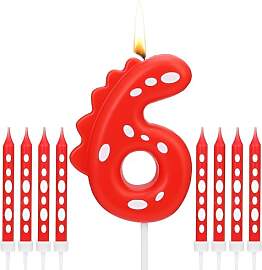 TRUEIN Digitale Dinosaurier Kuchenkerze Nummer 6,