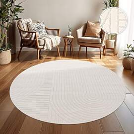 TT Home Outdoor Teppich Rund 160 cm Creme,