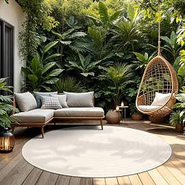 TT Home Outdoor Teppich Rund 160 cm Creme,