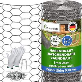 TTL GARDEN 1x25m Hasendraht 25x45mm Masche
