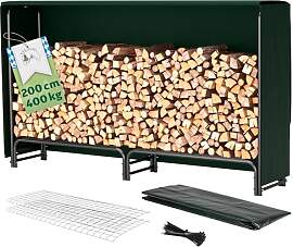 TTL GARDEN Kaminholzregal M 200x36x116cm schwarz