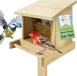 TTL GARDEN Vogelfutterhaus Bus Stop 2er Set -