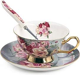 T Tocas Kaffeetasse China Teetasse mit Untertasse