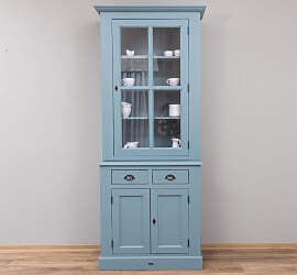 Türkisblauer Buffet-Vitrinenschrank im