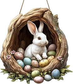 Türkranz Ostern Türschild 2D Holz Hase Osterei