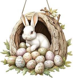 Türkranz Ostern Türschild 2D Holz Hase Osterei