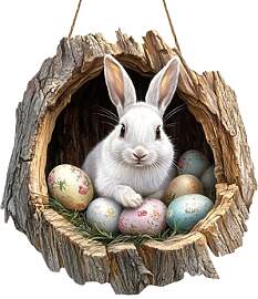 Türkranz Ostern Türschild 2D Holz Hase Osterei