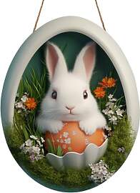 Türkranz Ostern Türschild 2D Holz Hase Osterei