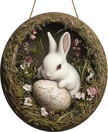 Türkranz Ostern Türschild 2D Holz Hase Osterei