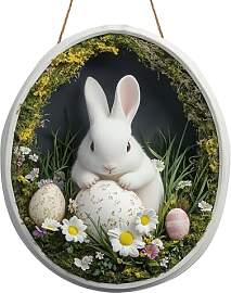 Türkranz Ostern Türschild 2D Holz Hase Osterei