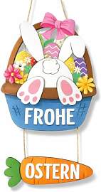 Türschild Frohe Ostern, Holz Dekoschild für