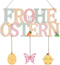 Türschild Frohe Ostern, Türschild Willkommen