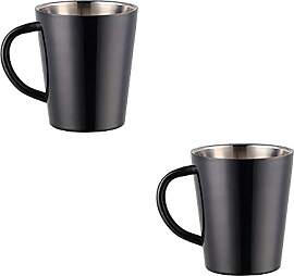 TUPMFG Schwarz Kaffeetassen 2er Set, 300ml