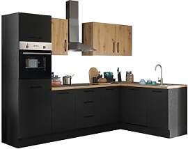 Turin LB Eckküche 280 x 211 x 60 cm, schwarz -