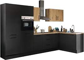 Turin LB Eckküche 330 x 211 x 60 cm, schwarz -
