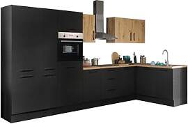 Turin LB Eckküche 370 x 211 x 60 cm, schwarz -