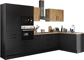 Turin LBM Eckküche 330 x 211 x 60 cm, schwarz -