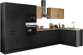Turin LBM Eckküche 370 x 211 x 60 cm, schwarz -