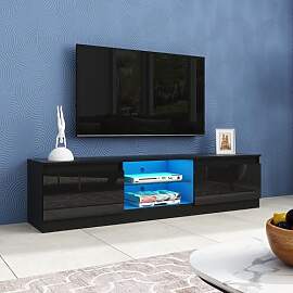 TV Schrank Lowboard mit LED Beleuchtung, Hochglanz 