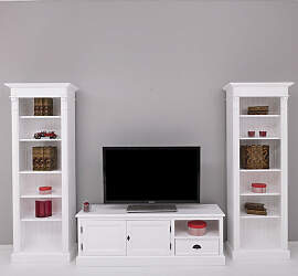 TV-Wohnwand Landhausstil Massivholz weiß -