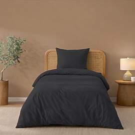 Twinzen Bettwäsche 140x200 cm Schwarz - Bettbezug 