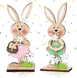 TZQFROCE 2 Stück Osterhase Deko aus Holz Deko