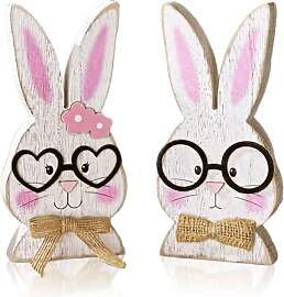 TZQFROCE 2 Stück Osterhase Deko aus Holz Ostern