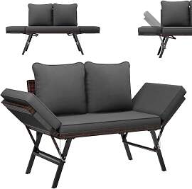 UDPATIO Polyrattan Gartenbank Wetterfest mit