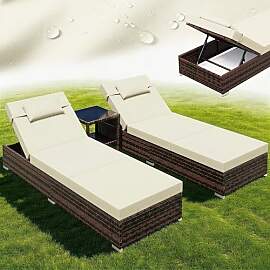 UDPATIO Sonnenliege 2 Personen Set, 3er