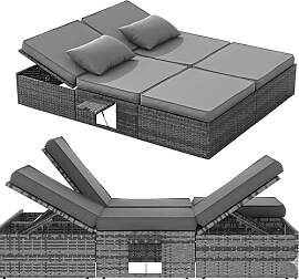 UDPATIO XXL Rattan Gartenliege wetterfest, 200 x