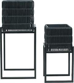 Übertopf-Set Flora Schwarz, 2er Set