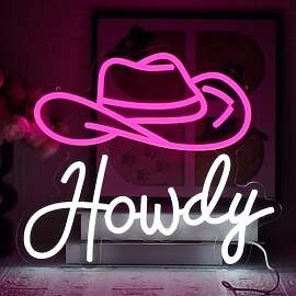 UExnkj-Y Cowboy Hut Neon schild Howdy Neonschilder 