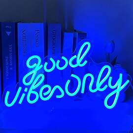 UExnkj-Y Good Only Vibes Neon Schild Blau LED