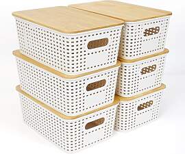 UHAPEER Aufbewahrungsbox mit Bambus Deckel, 6
