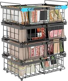 UMDONX 4er Gefriertruhe Körbe Schwarz - Griff