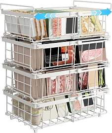 UMDONX 4er Gefriertruhe Körbe Weiß- Griff