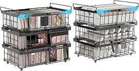 UMDONX 6er Gefriertruhe Körbe Schwarz - Griff