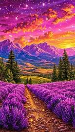 Umfarvt 5D Diamond Painting Kit,Lavender Sunset