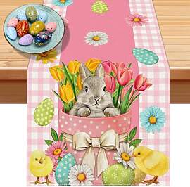Umllpet Ostern Tischläufer 33x183cm,Wasserdichtes 