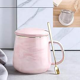 unbholkk Porzellan Kaffeetasse mit Deckel und