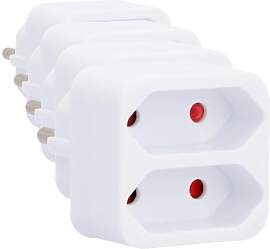 UNITEC Euro-Adapter 2fach weiß (Packung mit 4)