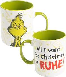 United Labels Grinch Tasse 320 ml, Grün Weiß,