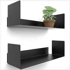 UNITURE® - 2er Set - Modernes Wandregal Schwarz - 