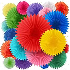 UNOZAVER 20 Stück Regenbogen Papierfächer Deko